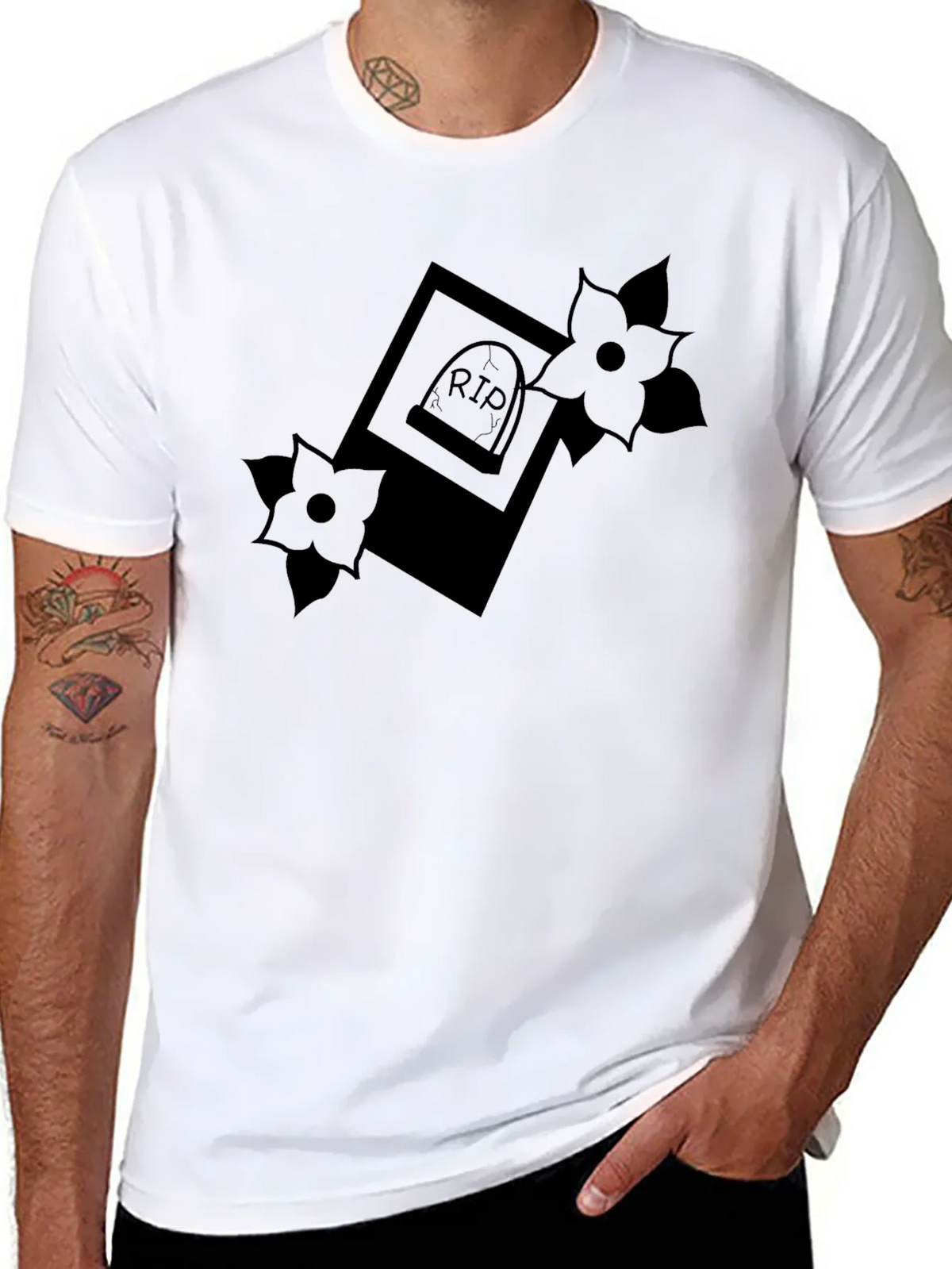 RIP Tombstone Floral Graphic Tee - Classic Black product image 10