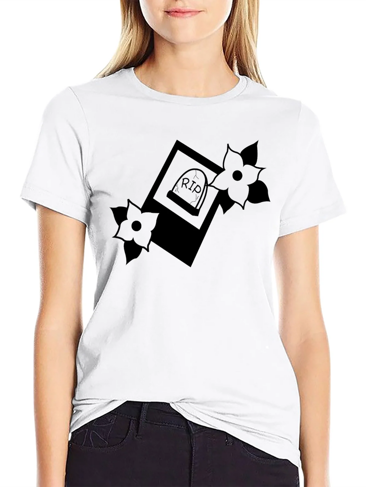 RIP Tombstone Floral Graphic Tee - Classic Black product image 11