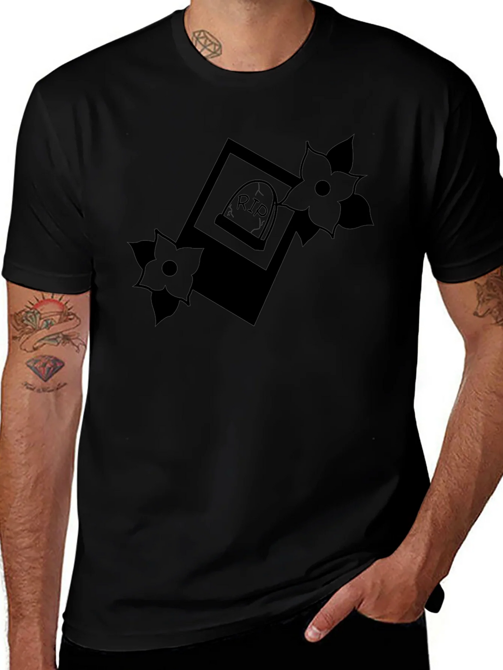 RIP Tombstone Floral Graphic Tee - Classic Black product image 1