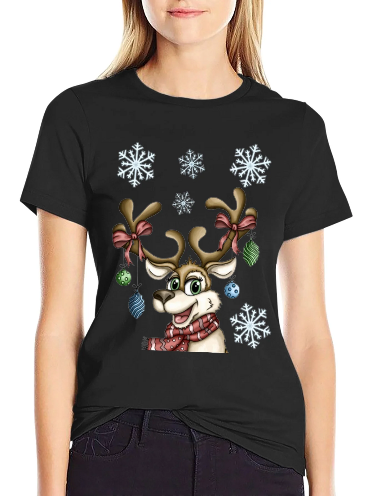 Festive Reindeer Graphic Tee - Holiday Cheer product image 5