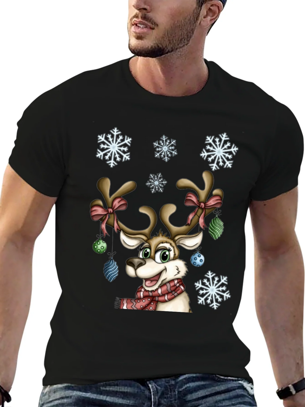Festive Reindeer Graphic Tee - Holiday Cheer product image 9