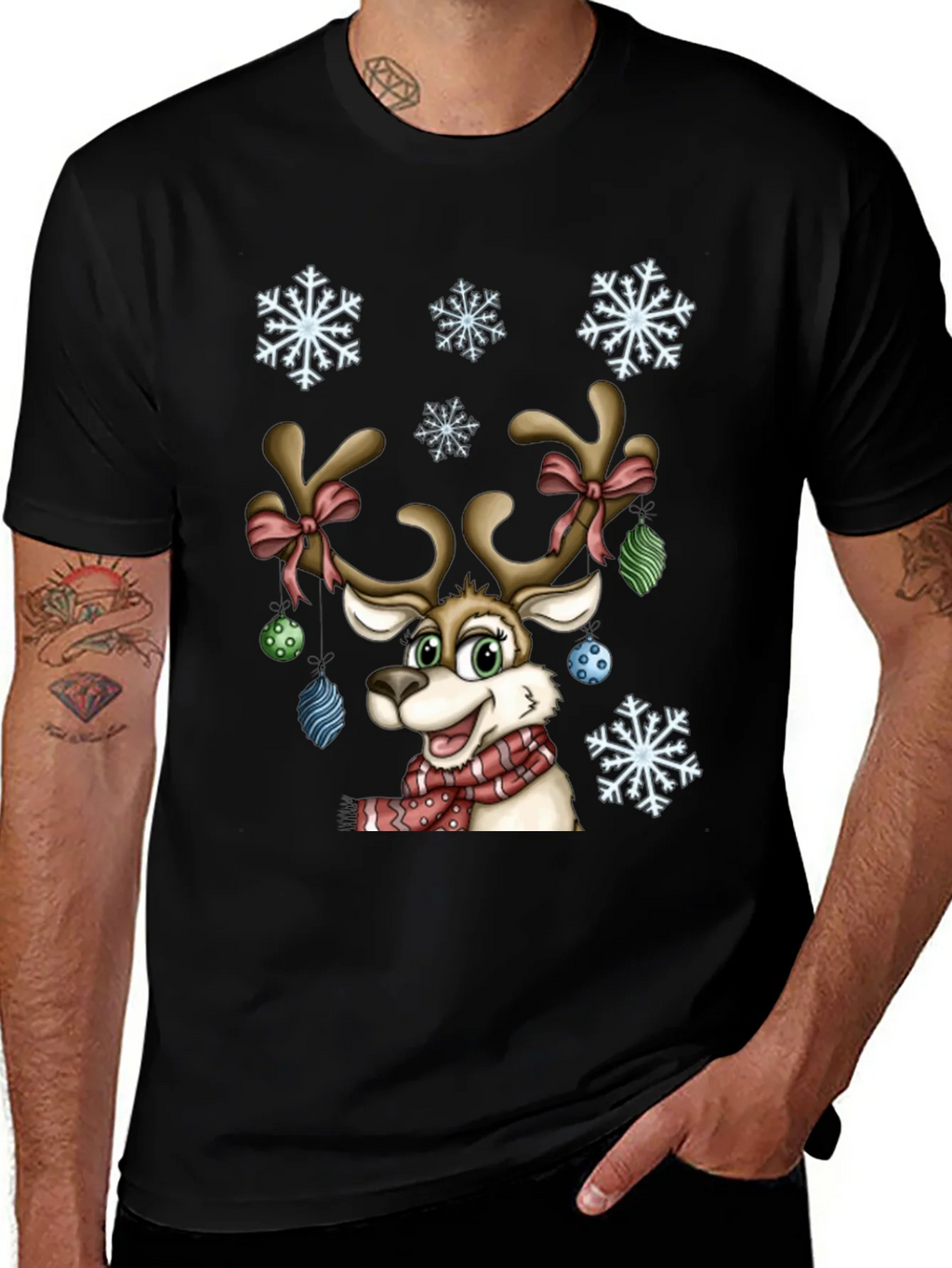 Festive Reindeer Graphic Tee - Holiday Cheer product image 1