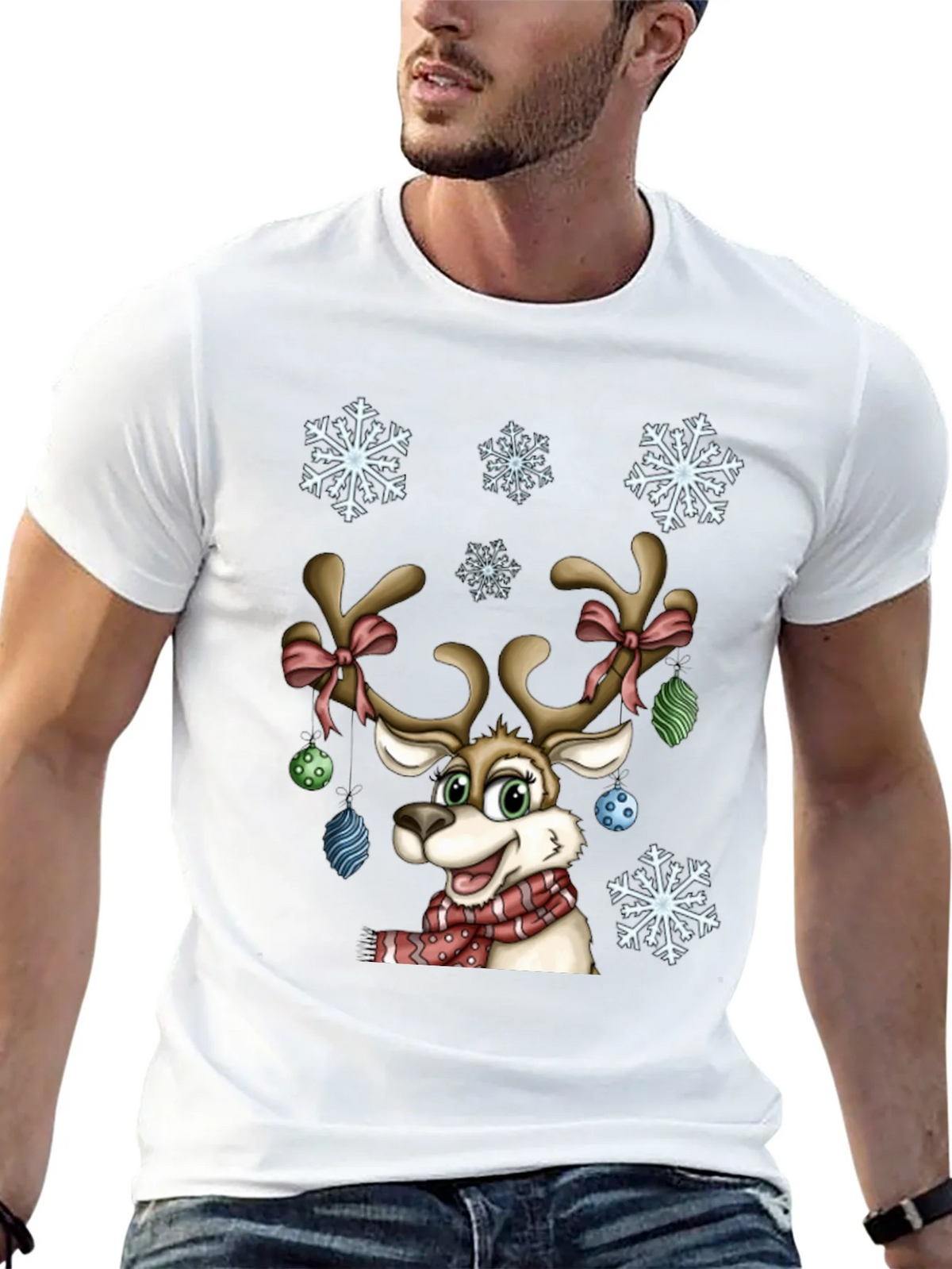 Festive Reindeer Graphic Tee - Holiday Cheer product image 4