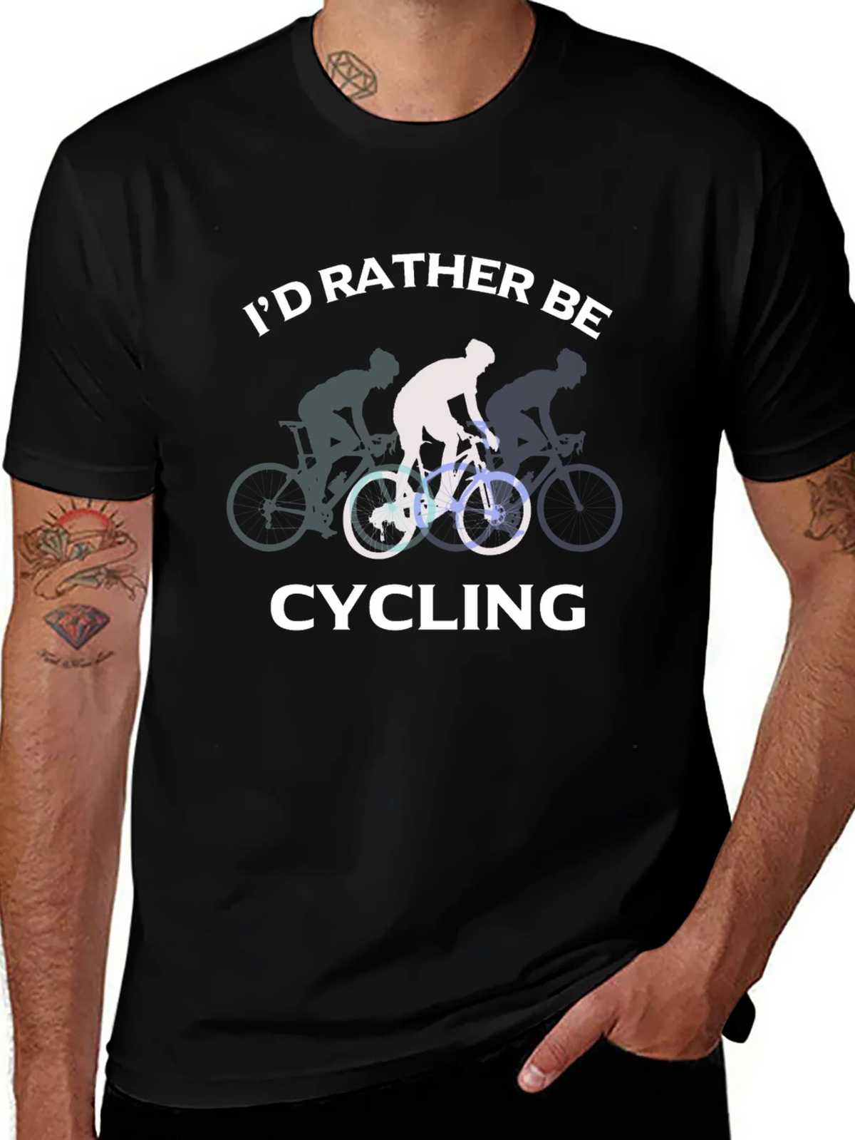 Id Rather Be Cycling Black T-Shirt product image 1