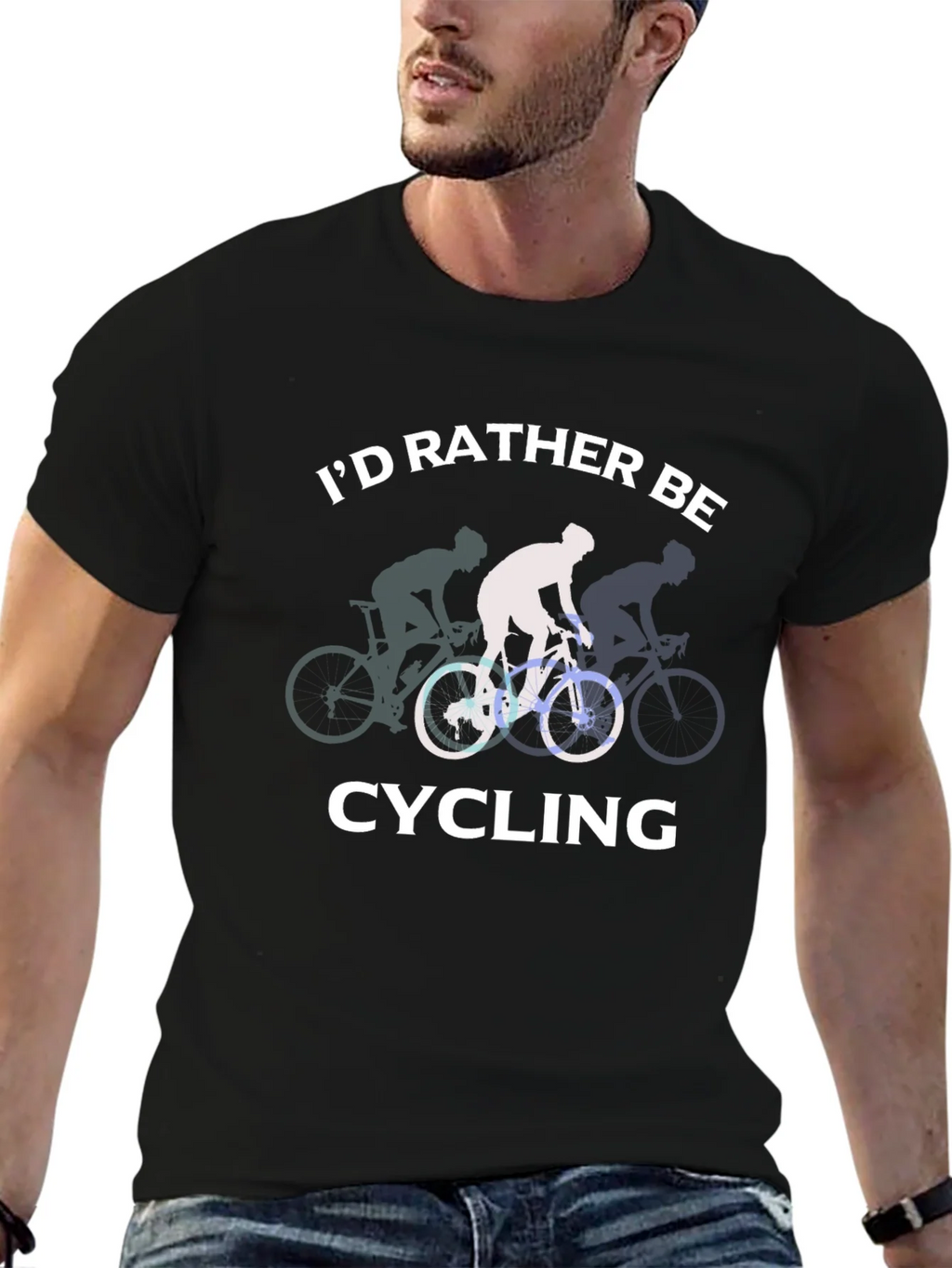 Id Rather Be Cycling Black T-Shirt product image 9