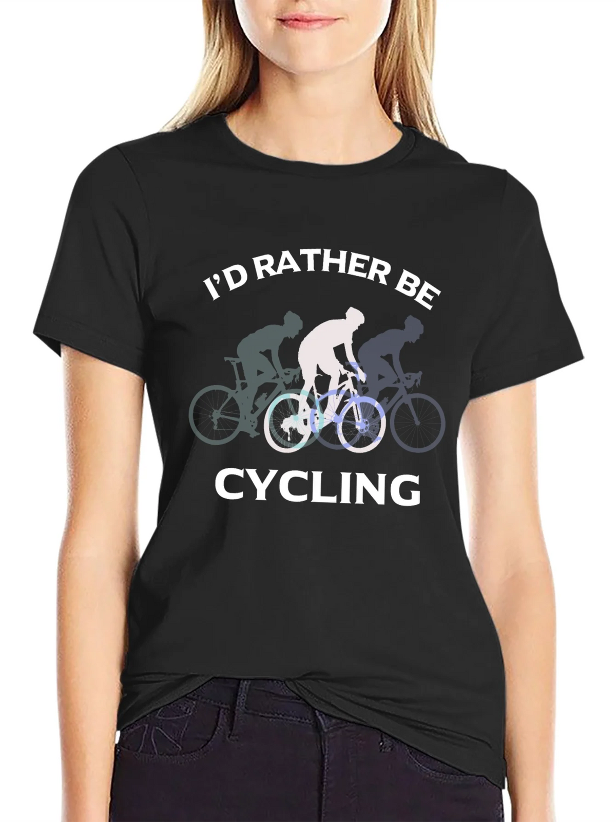 Id Rather Be Cycling Black T-Shirt product image 5