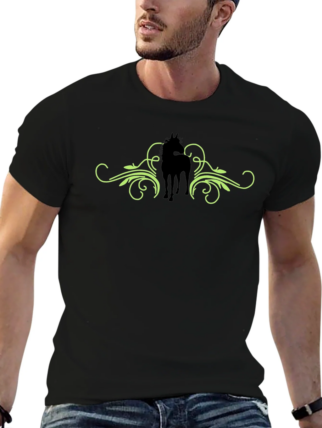 Horse Silhouette Graphic Print Tee - Black product image 9