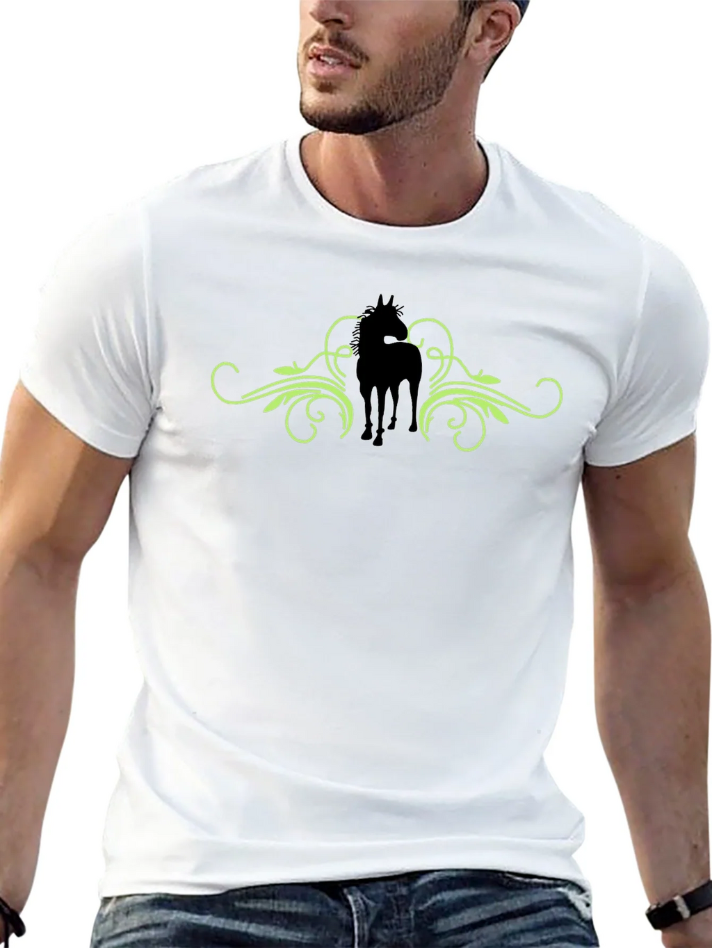 Horse Silhouette Graphic Print Tee - Black product image 4