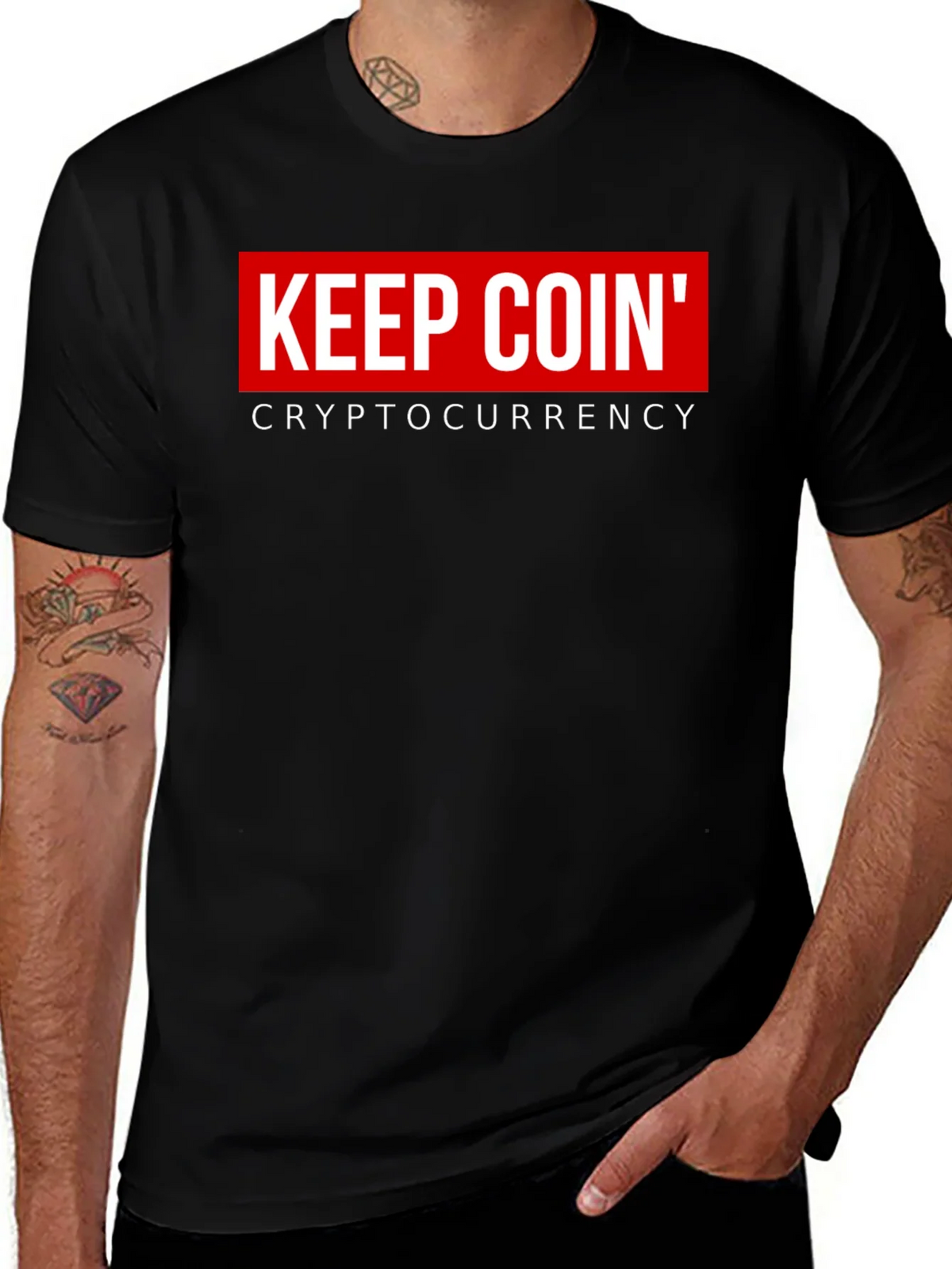 Keep Coin Cryptocurrency Black Graphic T-Shirt product image 1