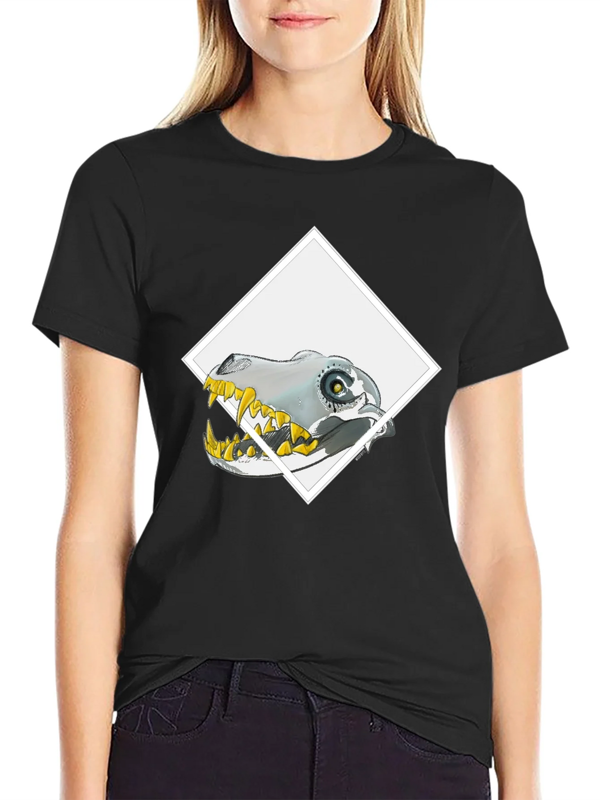Robo-Dino Graphic Tee - Black Cotton Blend product image 2