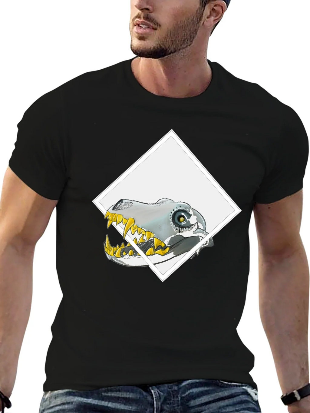 Robo-Dino Graphic Tee - Black Cotton Blend product image 4