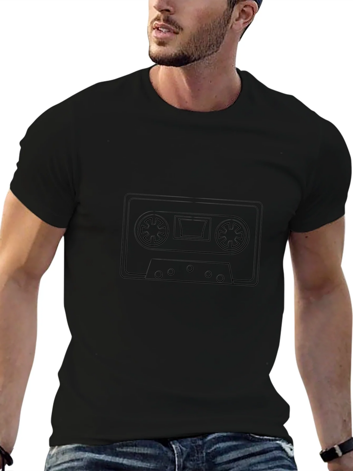 Retro Cassette Tape Black T-Shirt product image 9