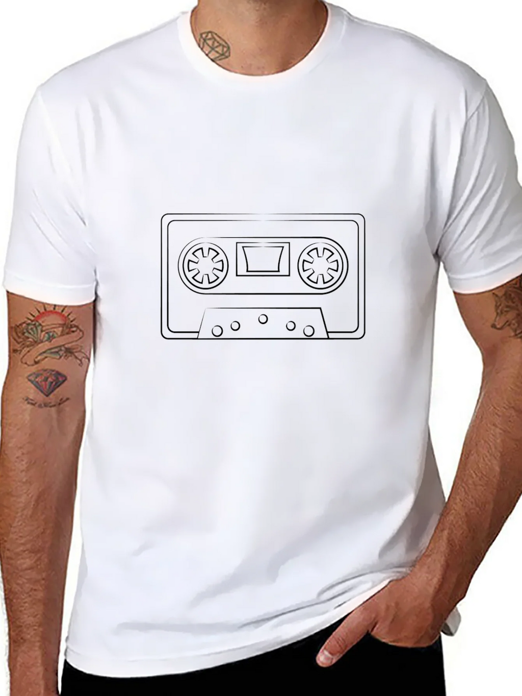 Retro Cassette Tape Black T-Shirt product image 10