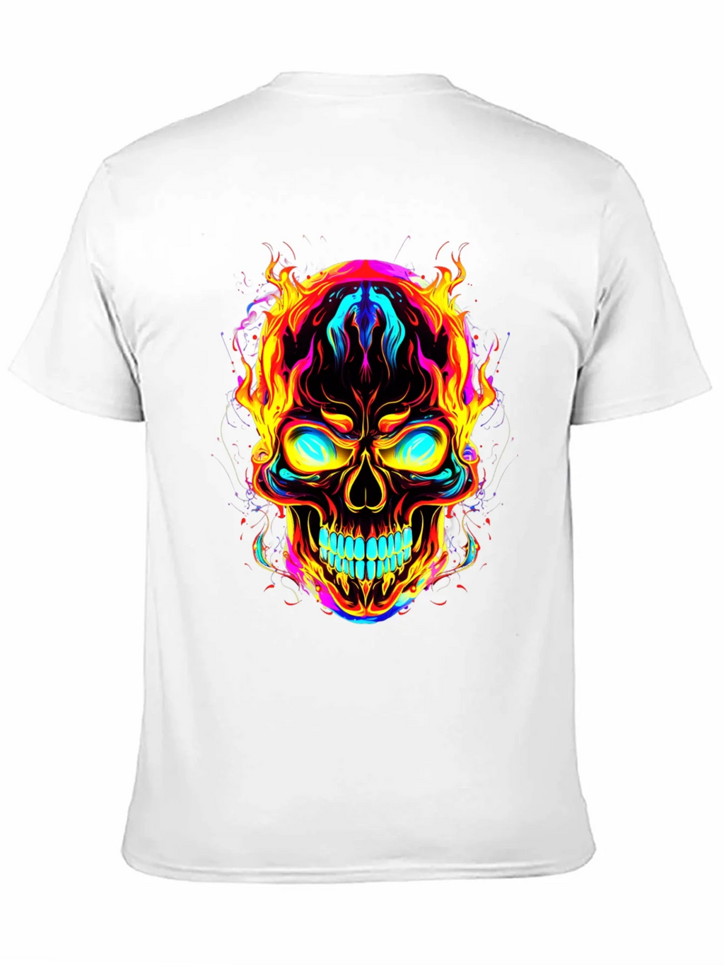 Flaming Skull Graphic Tee - Bold Black T-Shirt product image 3