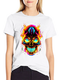 Flaming Skull Graphic Tee - Bold Black T-Shirt product image 1