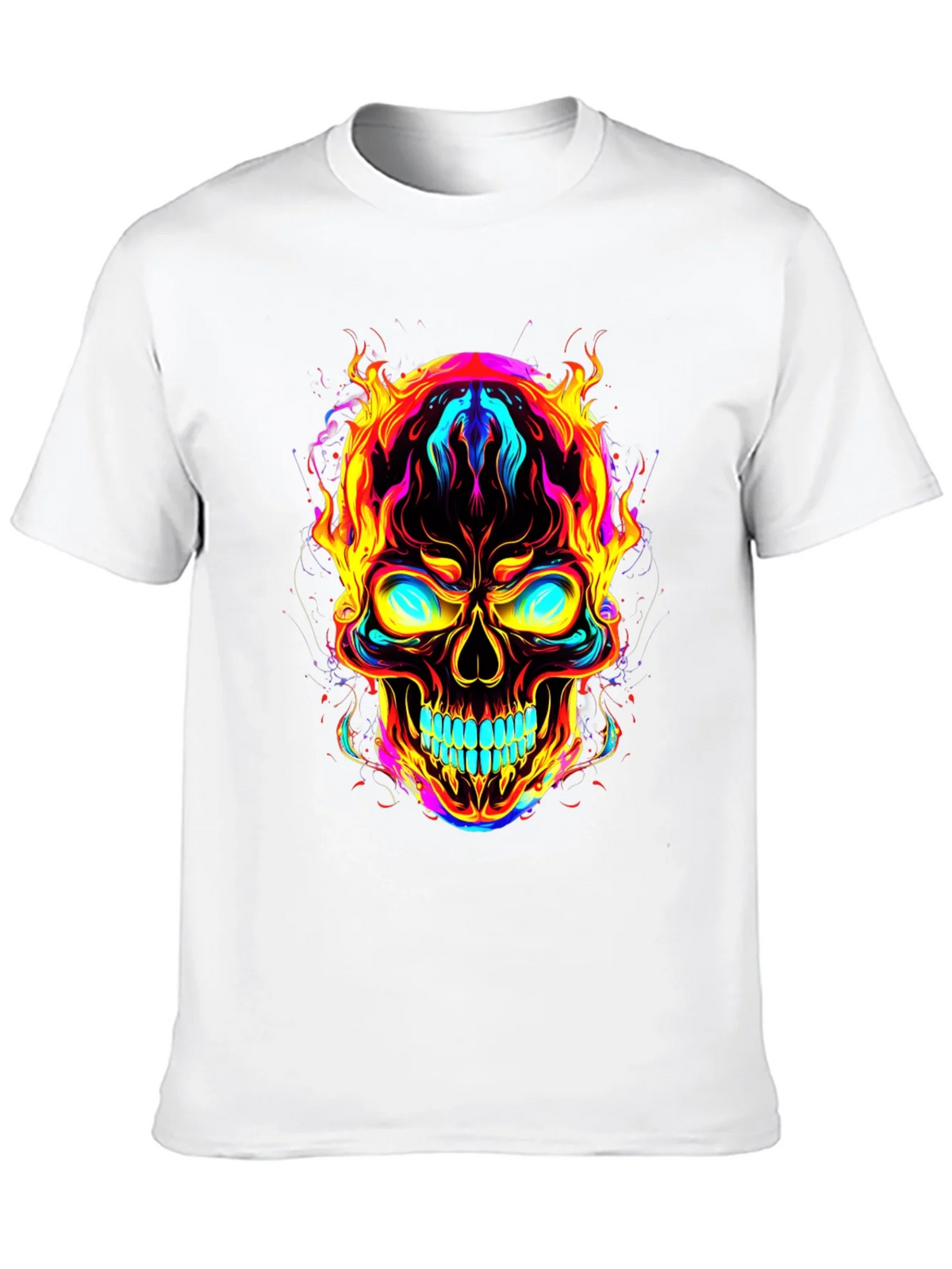 Flaming Skull Graphic Tee - Bold Black T-Shirt product image 2