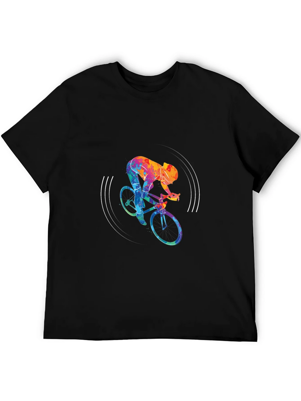 Colorful Cycling Graphic Black Tee Shirt product image 8