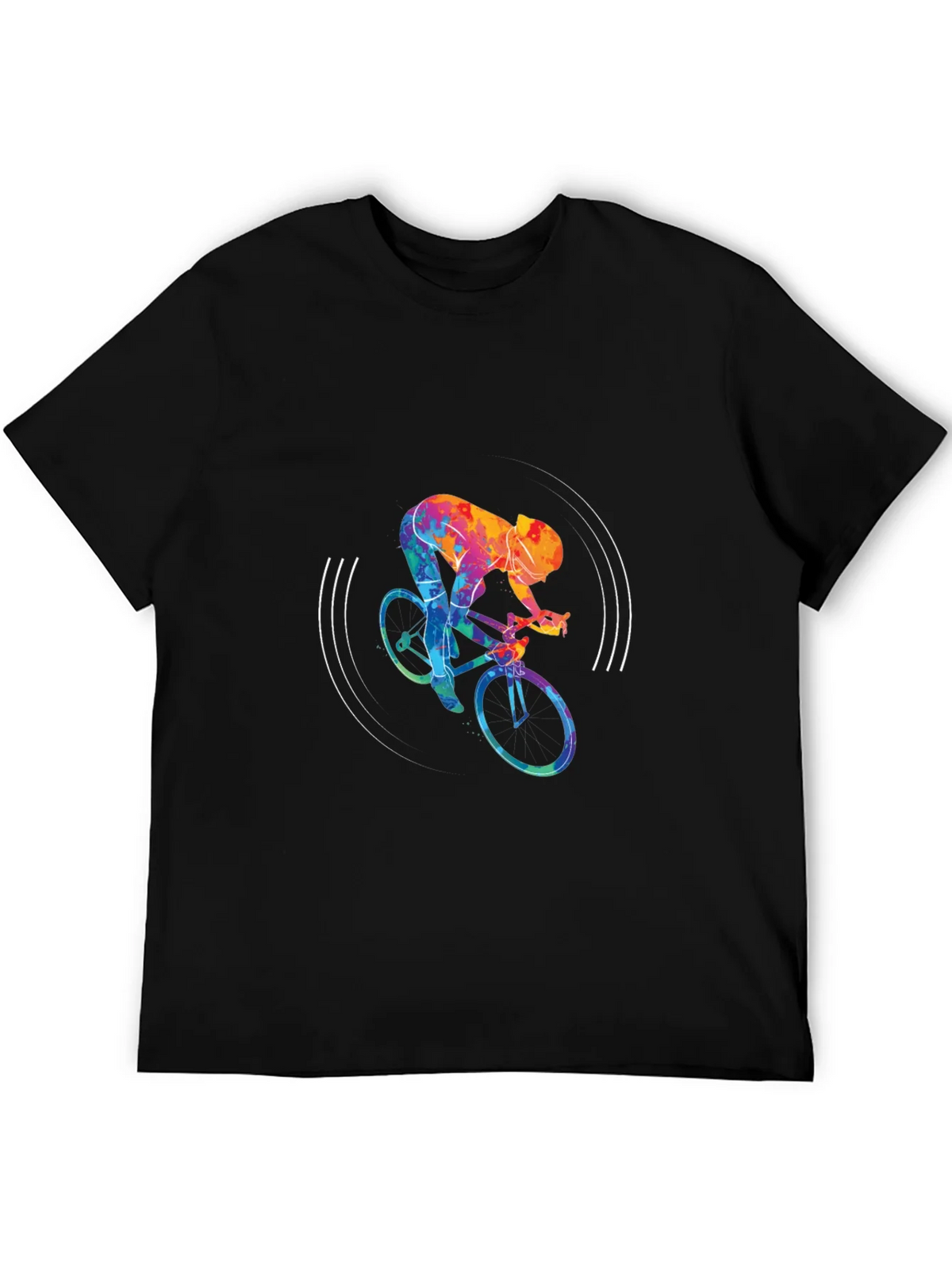 Colorful Cycling Graphic Black Tee Shirt product image 8