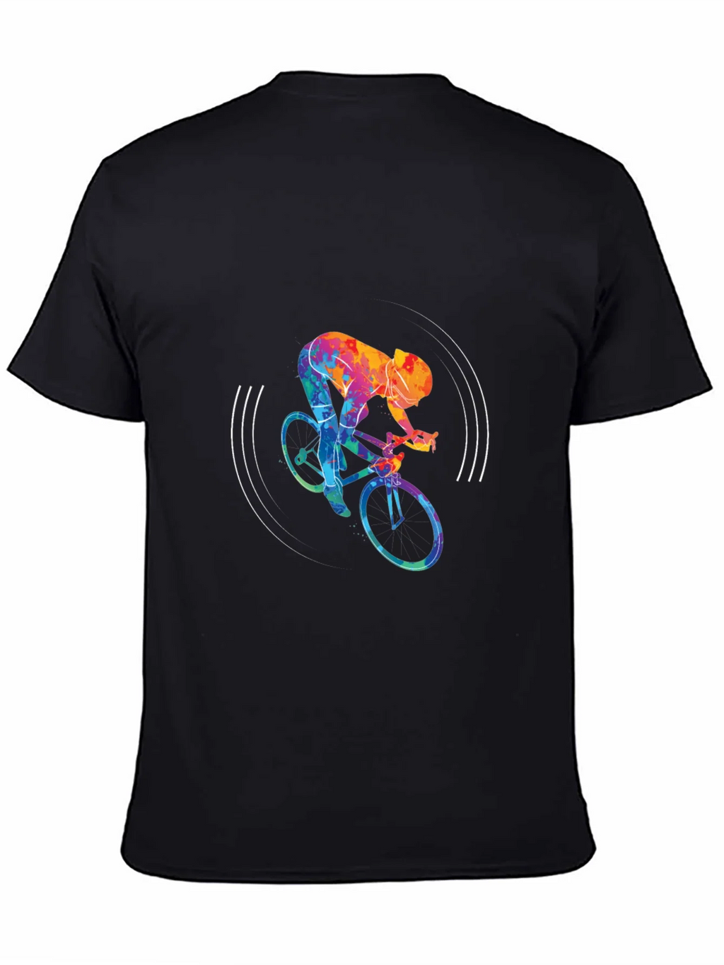 Colorful Cycling Graphic Black Tee Shirt product image 7