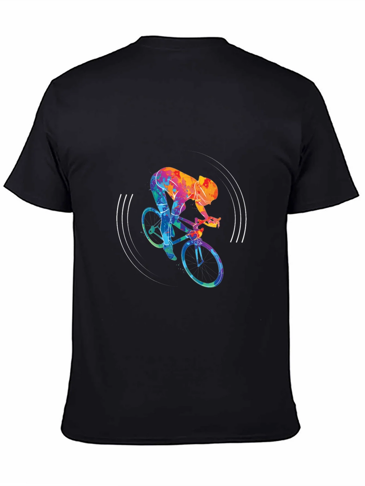 Colorful Cycling Graphic Black Tee Shirt product image 7