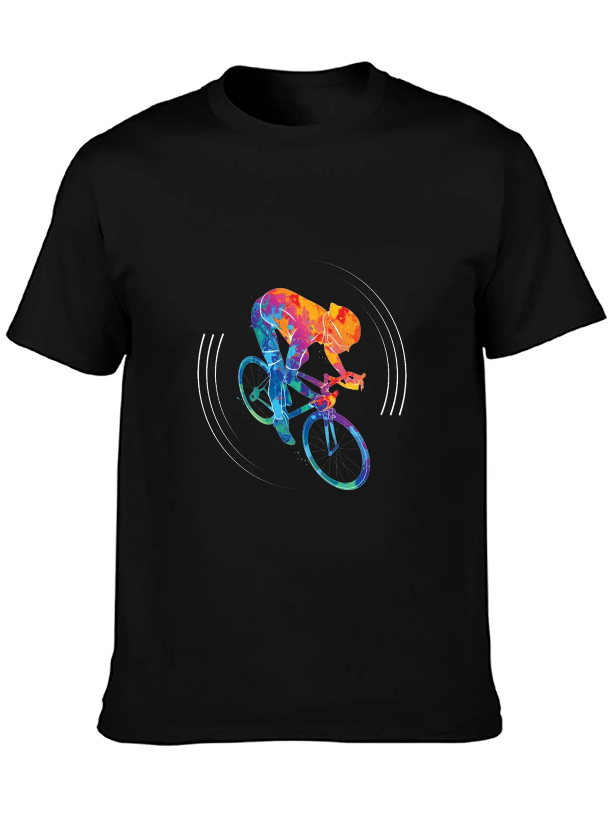 Colorful Cycling Graphic Black Tee Shirt product image 6