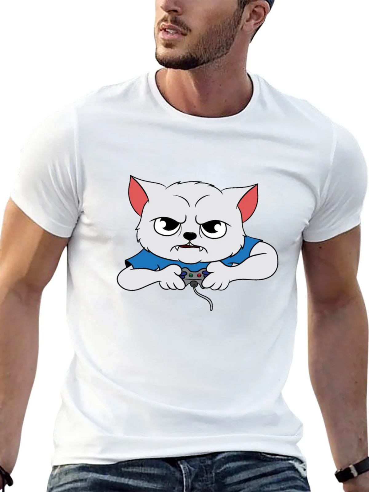 Gamer Cat Graphic T-Shirt product image 4