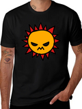 Angry Sun Graphic Tee - Black Cotton T-Shirt product image 1