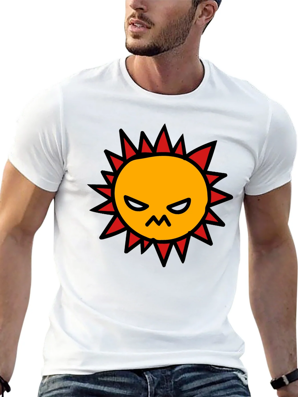Angry Sun Graphic Tee - Black Cotton T-Shirt product image 3