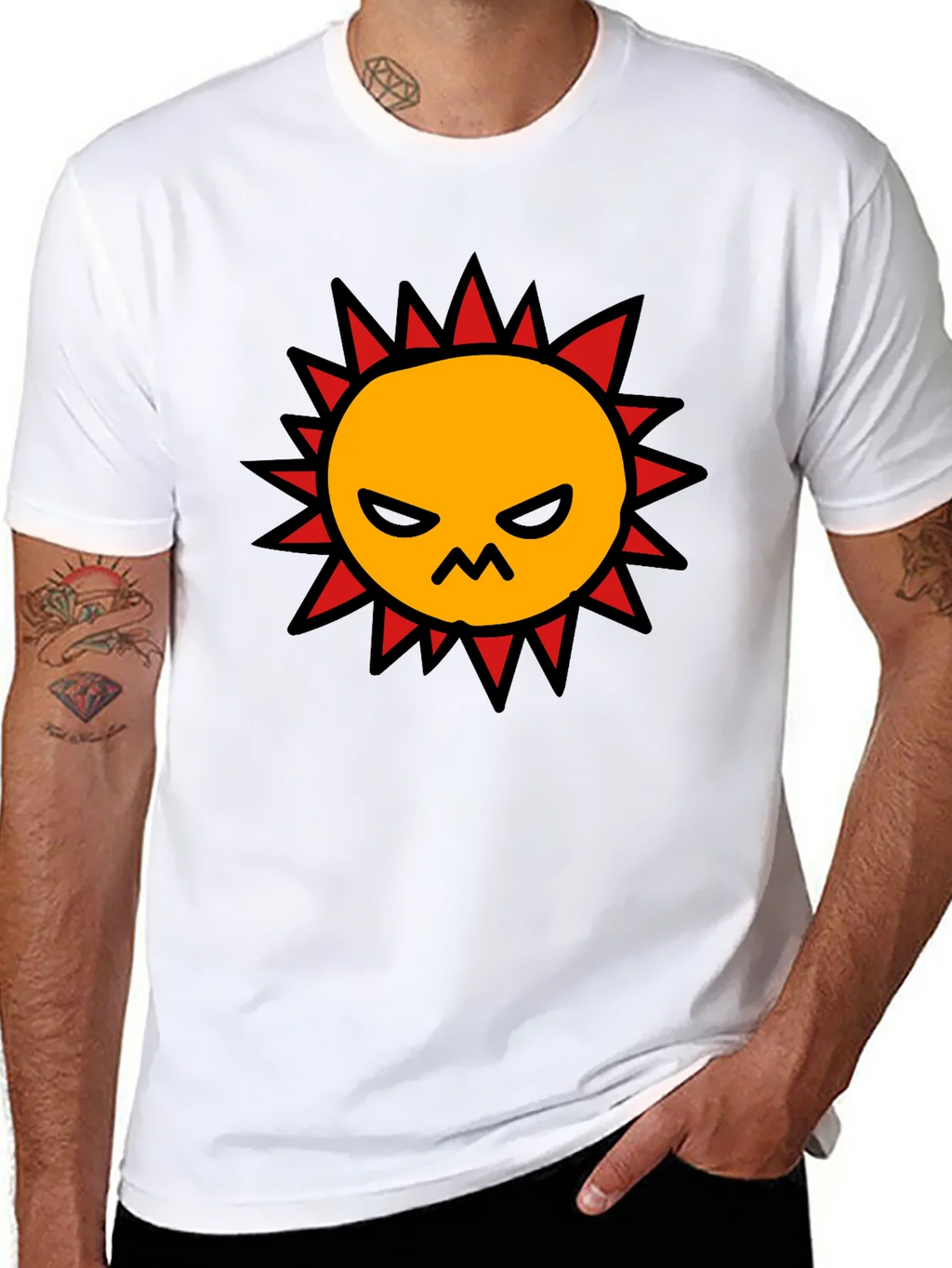 Angry Sun Graphic Tee - Black Cotton T-Shirt product image 7