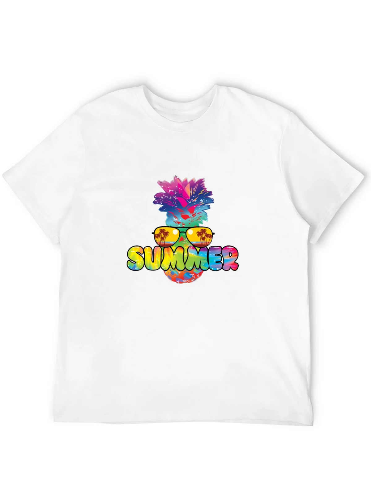 Summer Pineapple Graphic Print Black T-Shirt product image 3