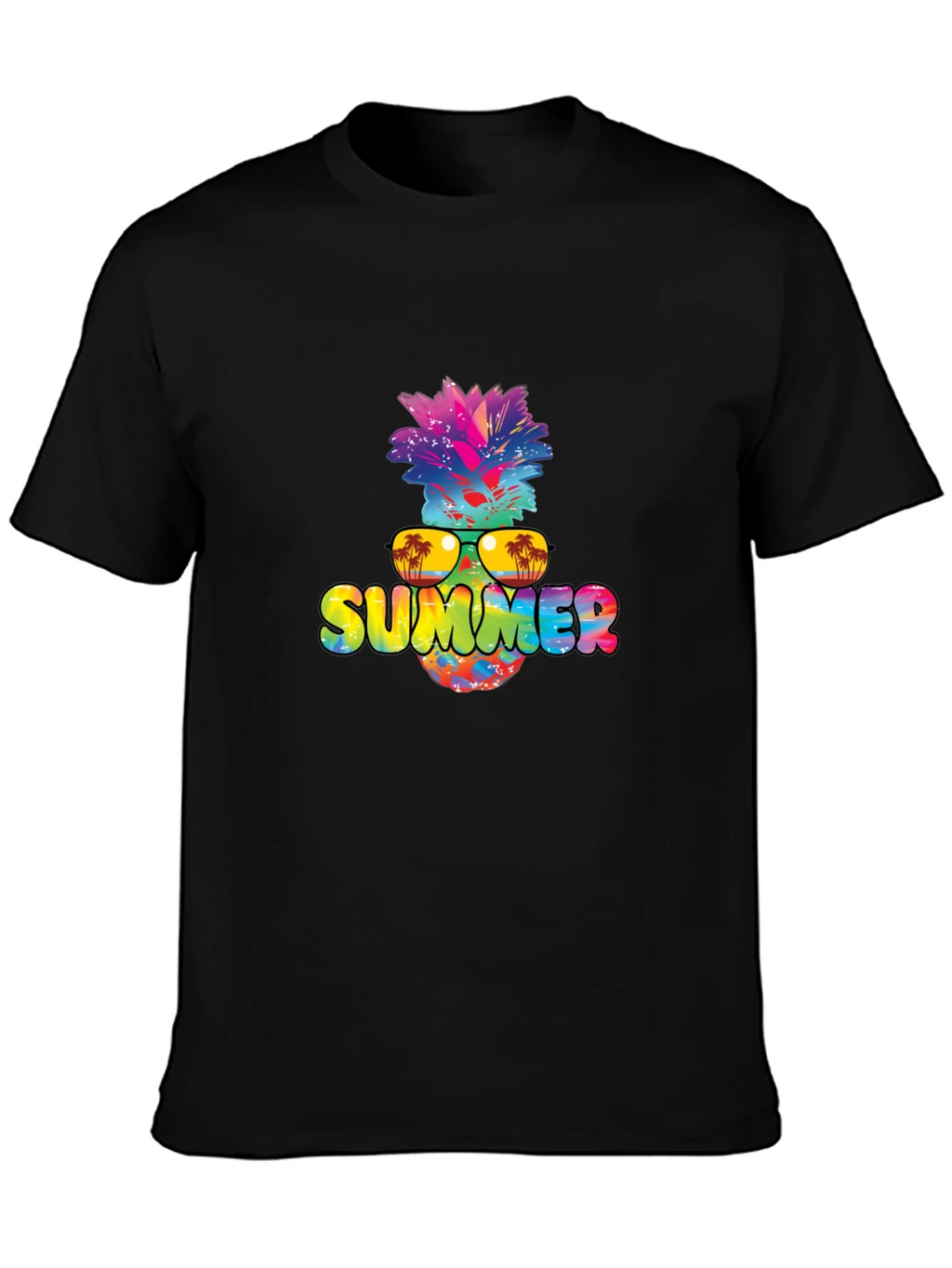 Summer Pineapple Graphic Print Black T-Shirt product image 6