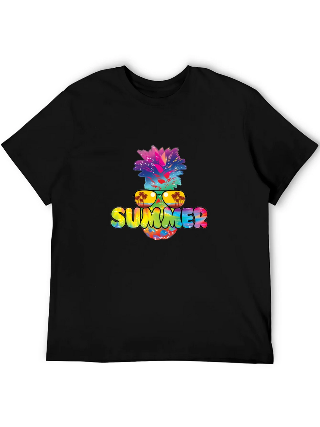 Summer Pineapple Graphic Print Black T-Shirt product image 8