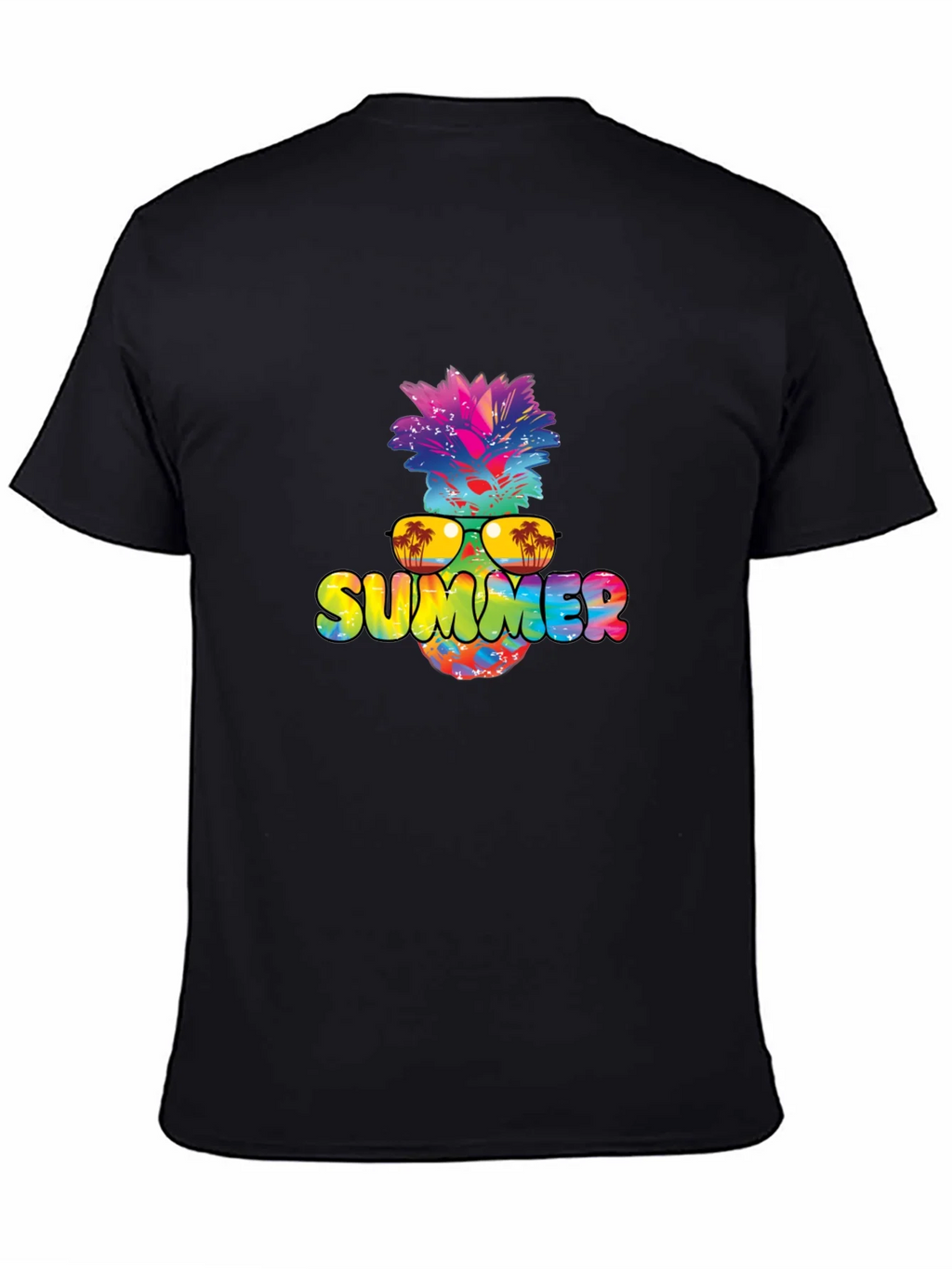 Summer Pineapple Graphic Print Black T-Shirt product image 7