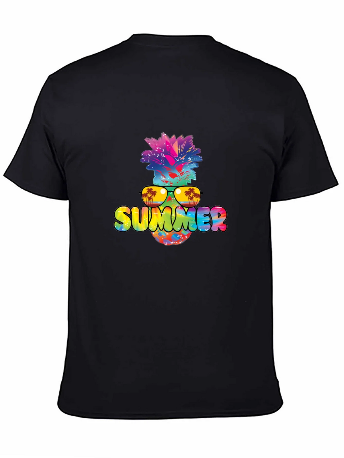Summer Pineapple Graphic Print Black T-Shirt product image 7