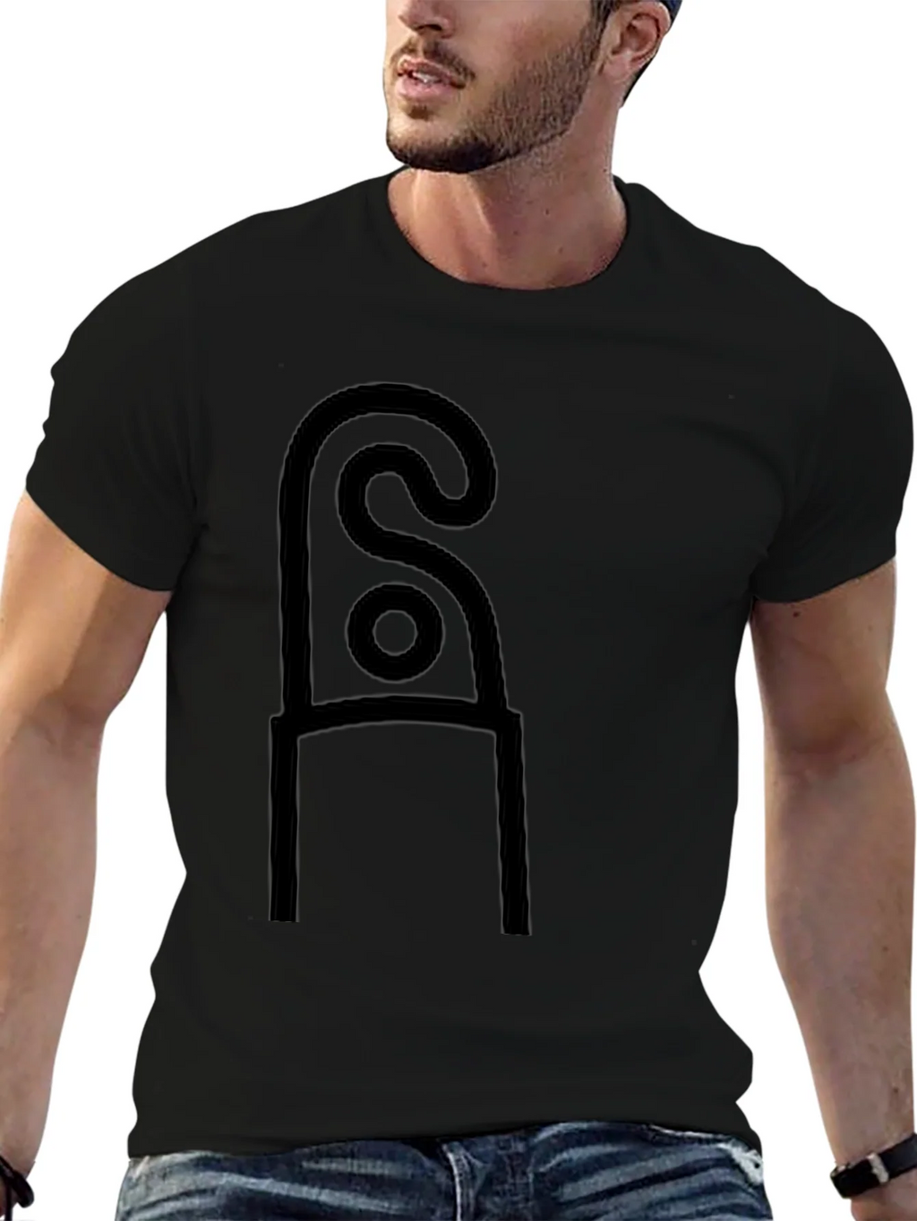Abstract Symbol Black Tee - Modern Minimalist Style product image 9