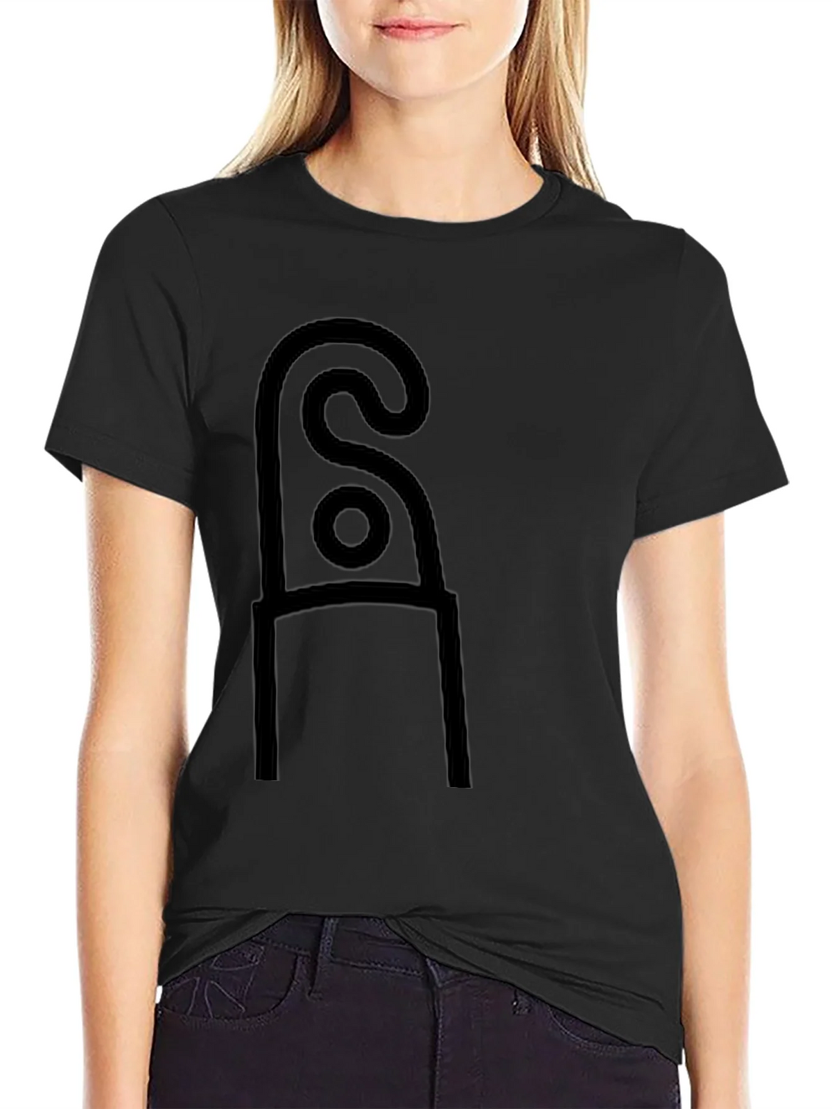 Abstract Symbol Black Tee - Modern Minimalist Style product image 5