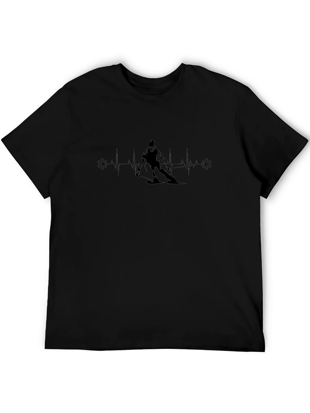 Ski Heartbeat T-Shirt - Black Cotton Tee for Skiing product image 8