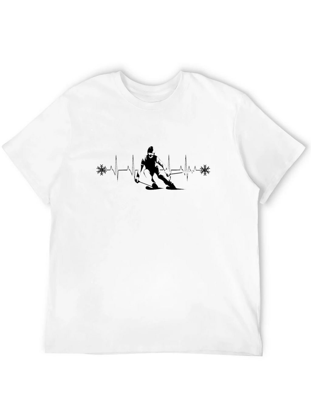 Ski Heartbeat T-Shirt - Black Cotton Tee for Skiing product image 3