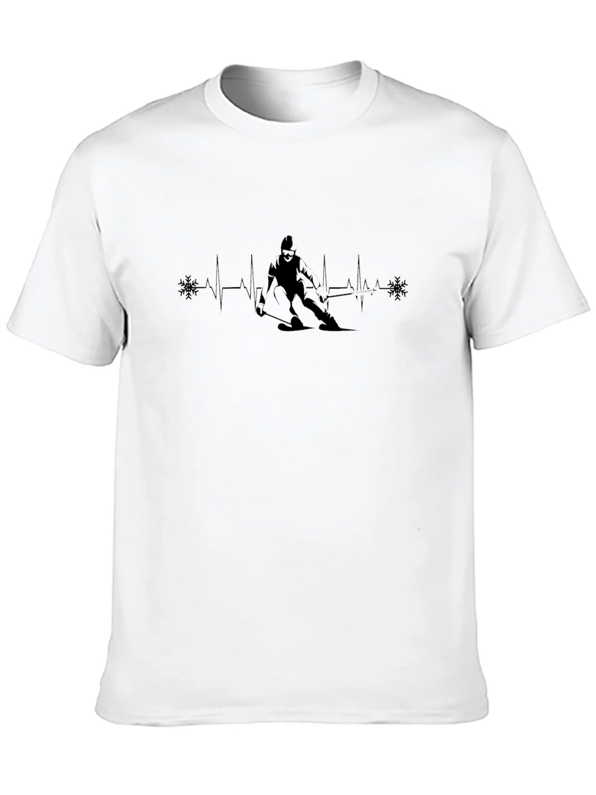 Ski Heartbeat T-Shirt - Black Cotton Tee for Skiing product image 12