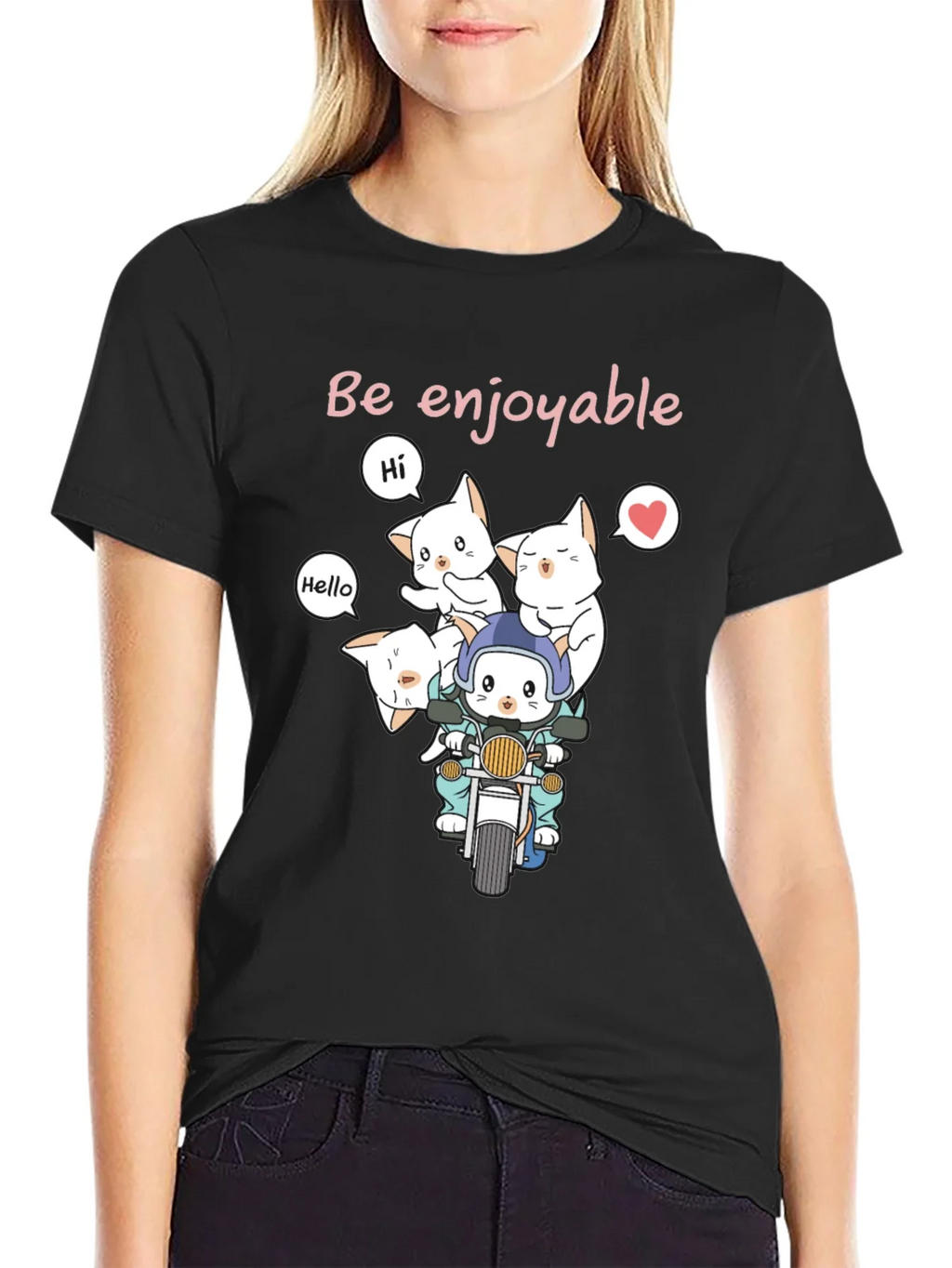Cute Cats on Motorcycle Graphic T-Shirt product image 5