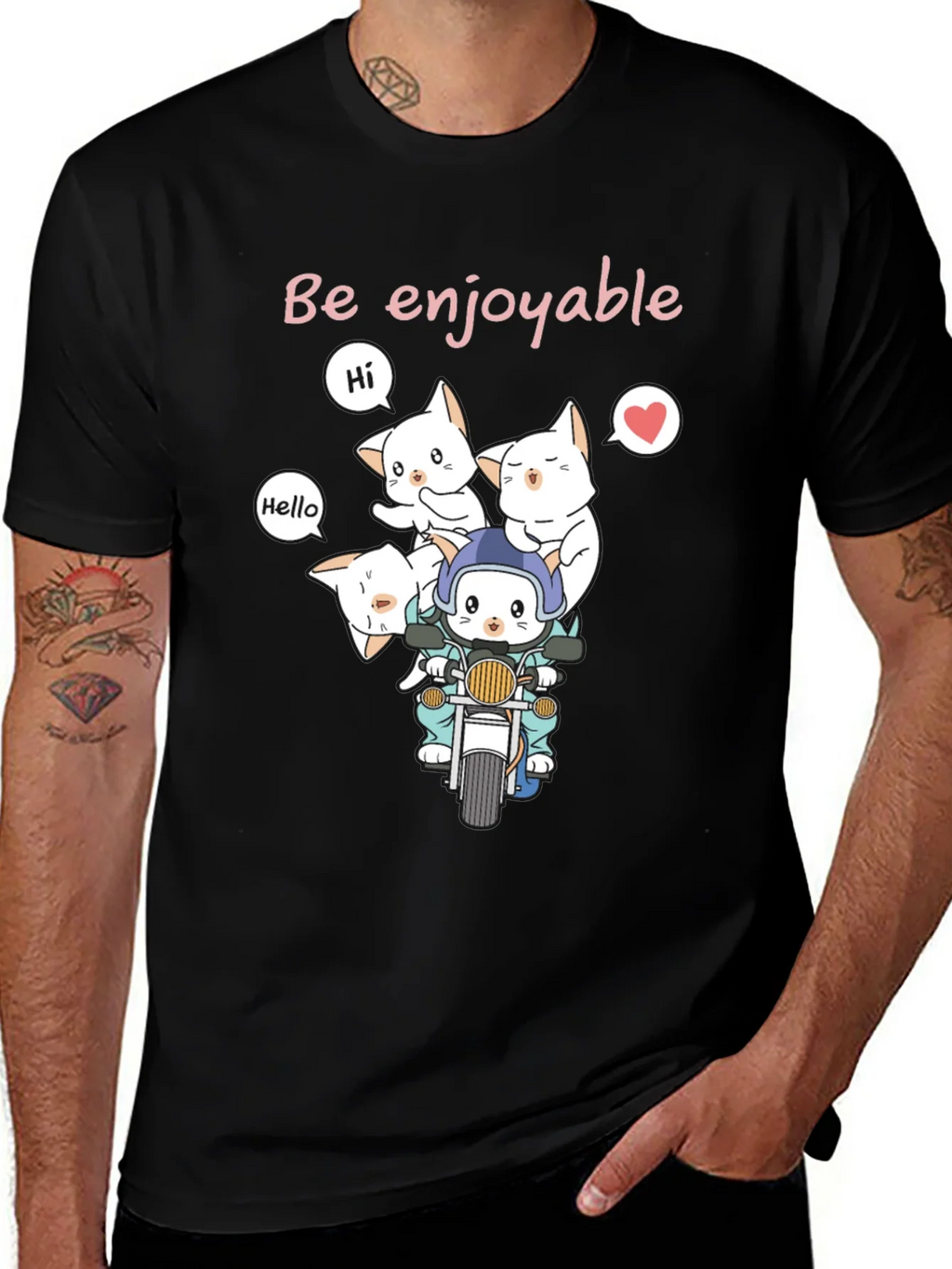 Cute Cats on Motorcycle Graphic T-Shirt product image 1