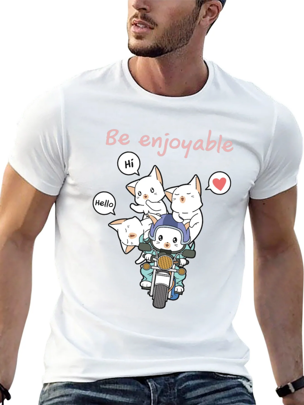 Cute Cats on Motorcycle Graphic T-Shirt product image 4