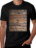 Rustic Wood Grain Tee - Black Casual Comfort product image 1