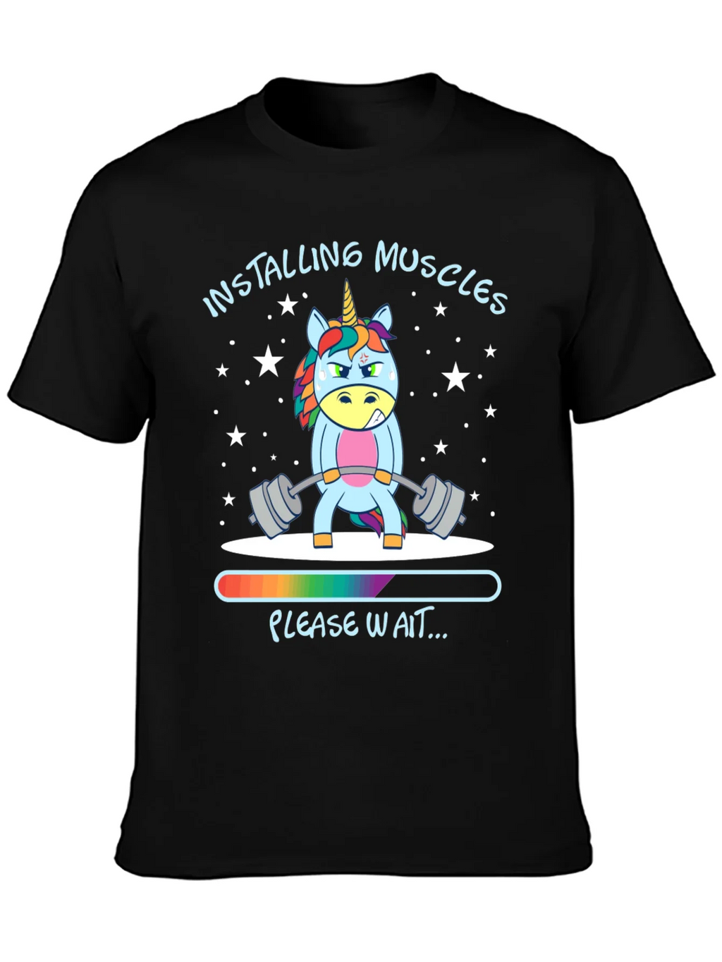 Installing Muscles Unicorn Black T-Shirt product image 6