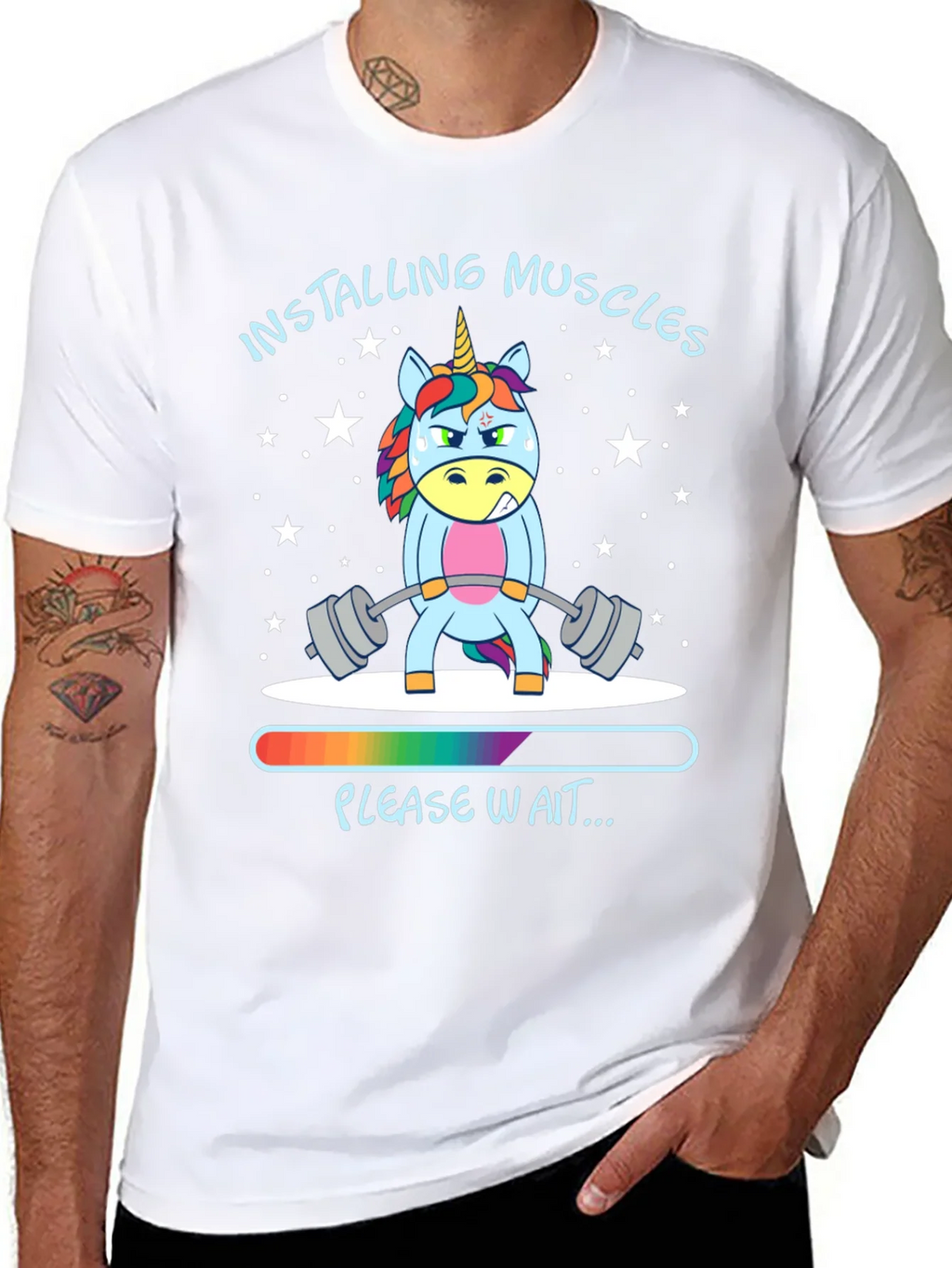 Installing Muscles Unicorn Black T-Shirt product image 10