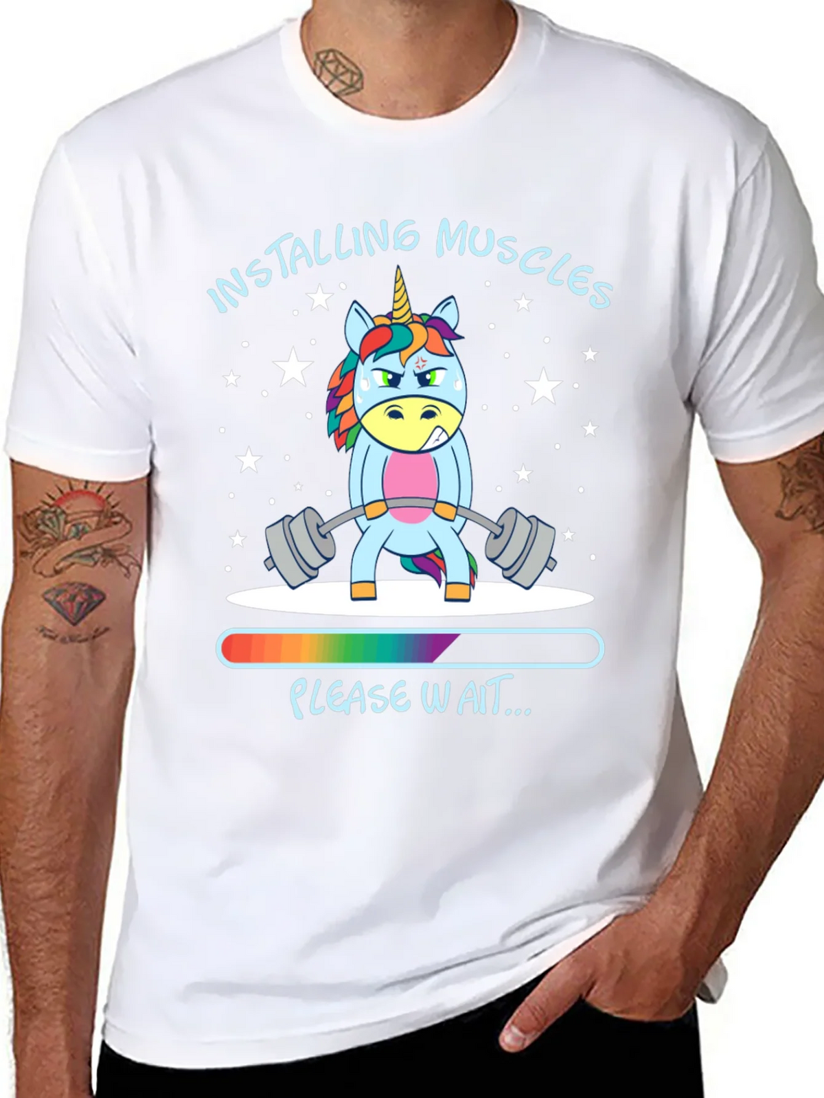 Installing Muscles Unicorn Black T-Shirt product image 10