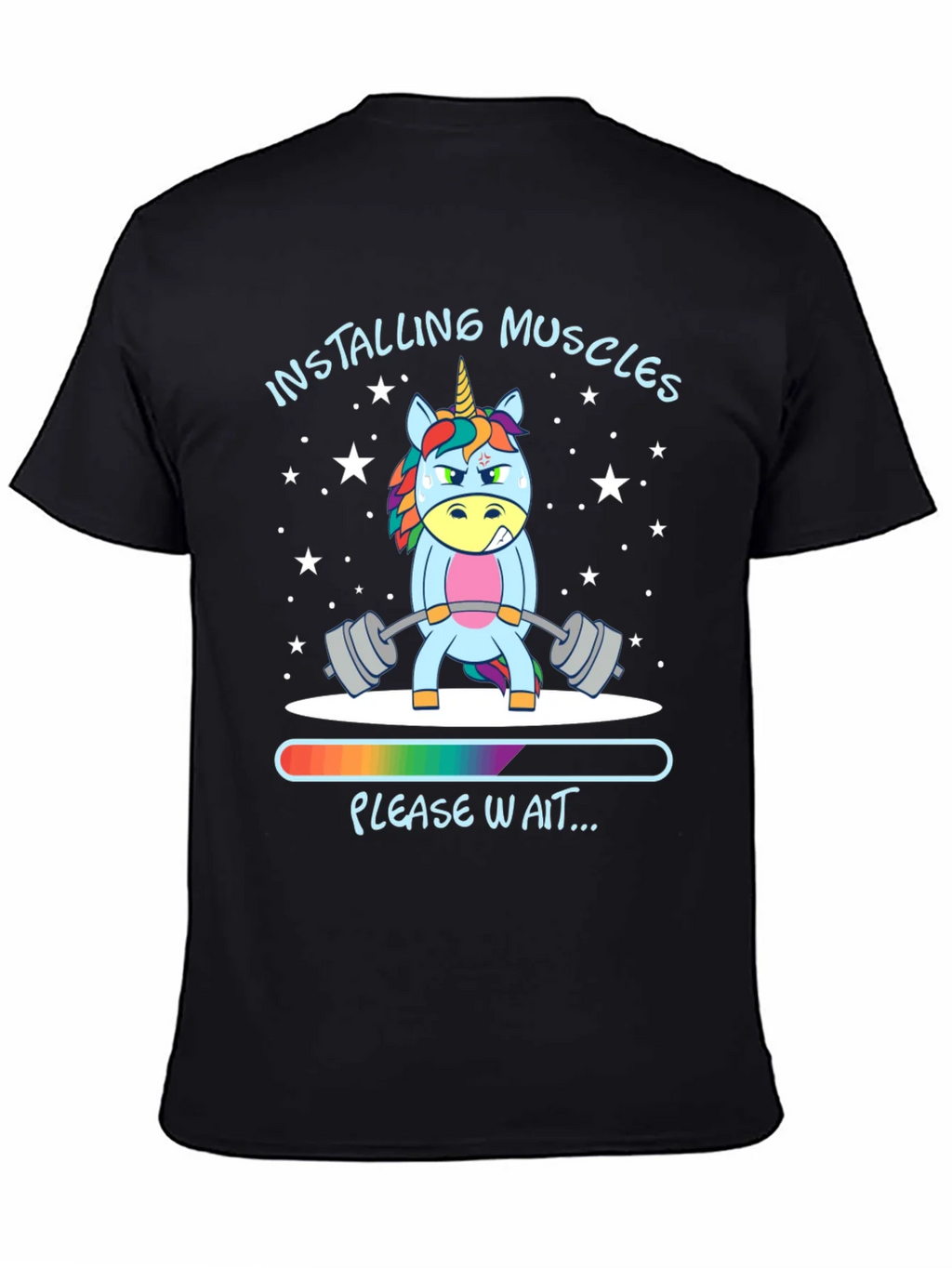 Installing Muscles Unicorn Black T-Shirt product image 7