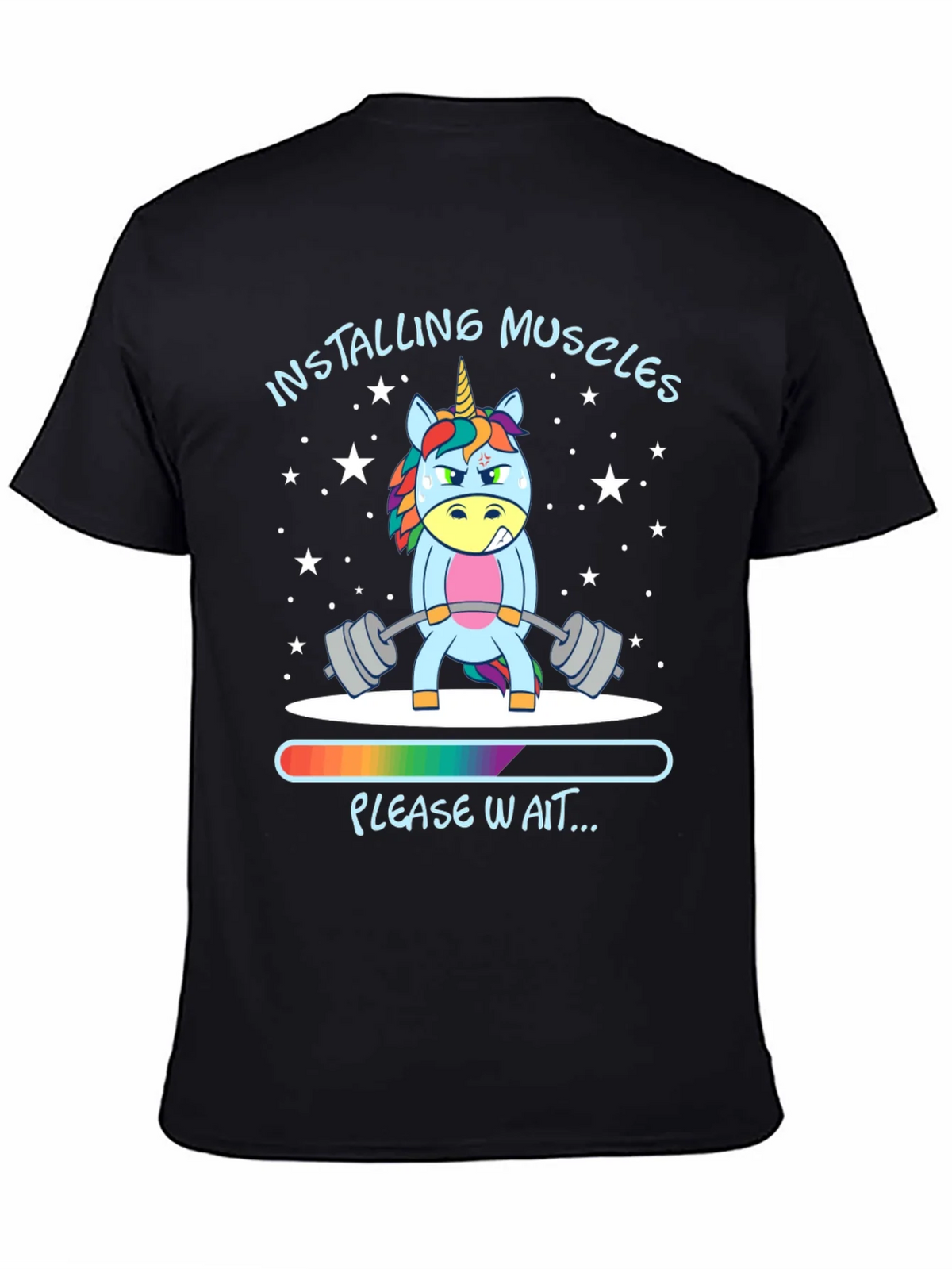 Installing Muscles Unicorn Black T-Shirt product image 7