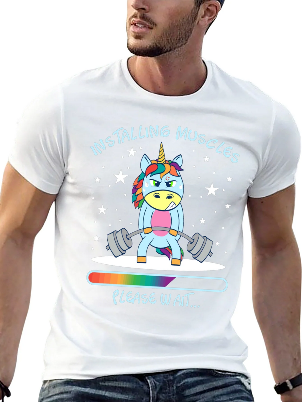 Installing Muscles Unicorn Black T-Shirt product image 4