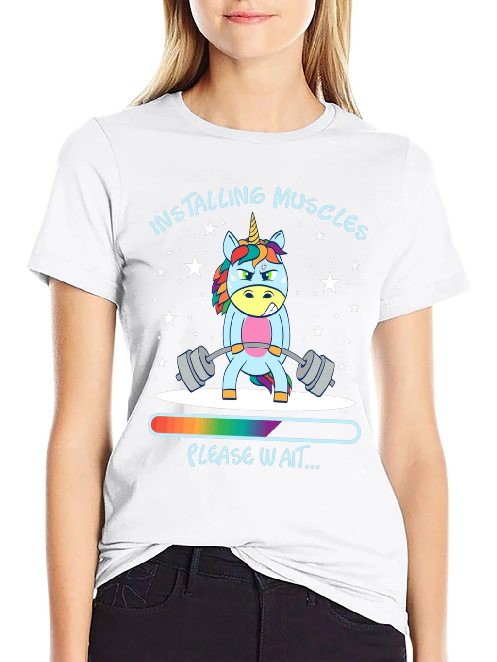 Installing Muscles Unicorn Black T-Shirt product image 11